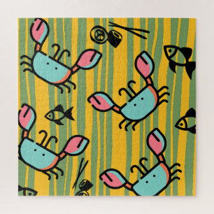 Kids Crab Seafood Rainbow Colorful Jigsaw Puzzle