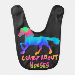Kids "Crazy About Horses" Tropical Tie-Dye Baby Bib