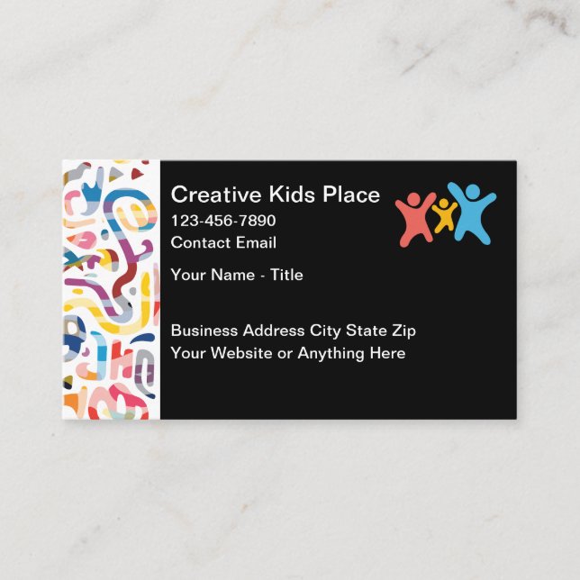 Kids Creative Preschool Daycare Colorful Business Card (Front)