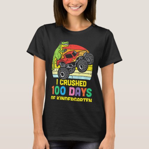 Kids Crushed 100 Days Kindergarten Trex Monster Tr T_Shirt