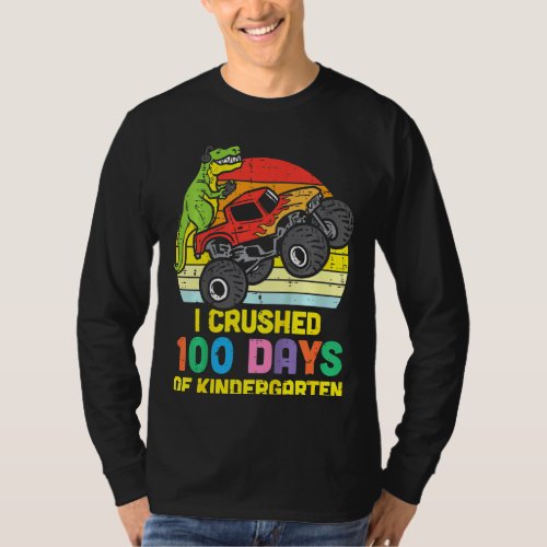 Kids Crushed 100 Days Kindergarten Trex Monster Tr T_Shirt