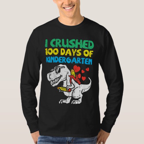 Kids Crushed 100 Days Of Kindergarten Trex 100th D T_Shirt