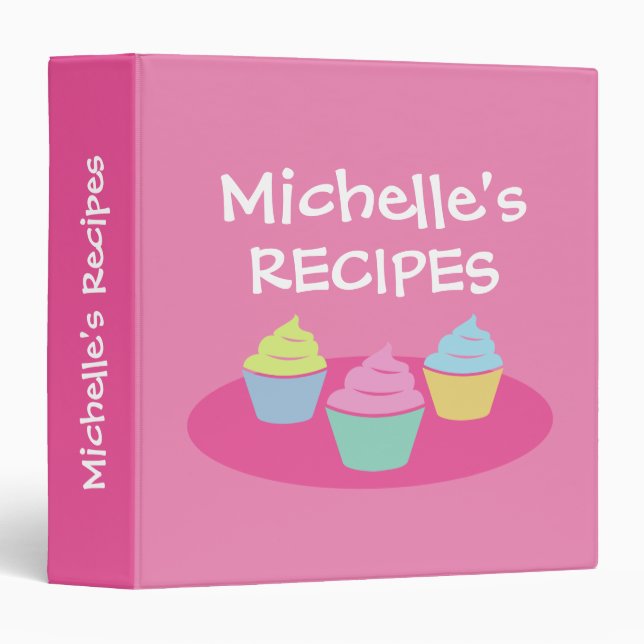 Kid's cupcake recipe binder for cooking and baking (Front/Spine)