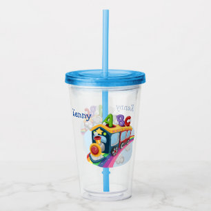 Kids Custom ABC Train Acrylic Tumbler