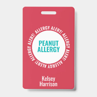 Kids Custom Allergy Alert School Daycare Bag Tag Badge