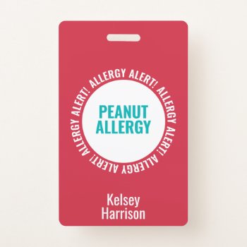 Kids Custom Allergy Alert School Daycare Bag Tag Badge by LilAllergyAdvocates at Zazzle