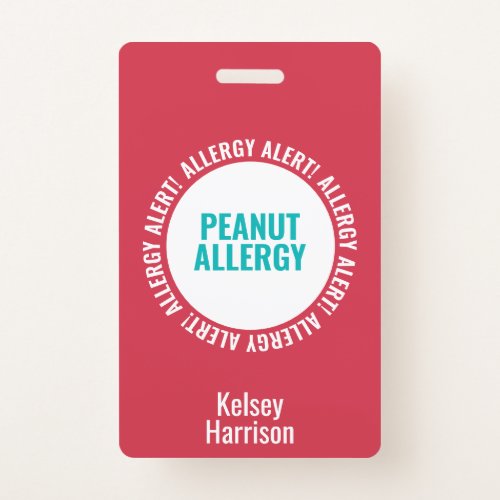 Kids Custom Allergy Alert School Daycare Bag Tag Badge
