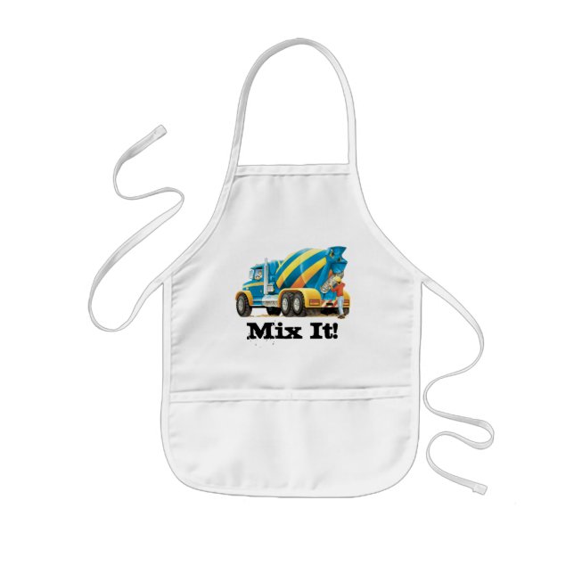 Kids Custom Concrete Mixer Truck Young Chefs Apron (Front)
