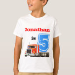 Kids Custom Construction Truck 5th Birthday T-Shirt