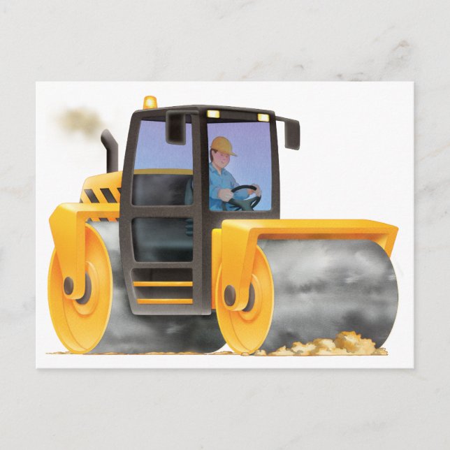 Kid's Custom Construction Trucks Road Roller Postcard (Front)