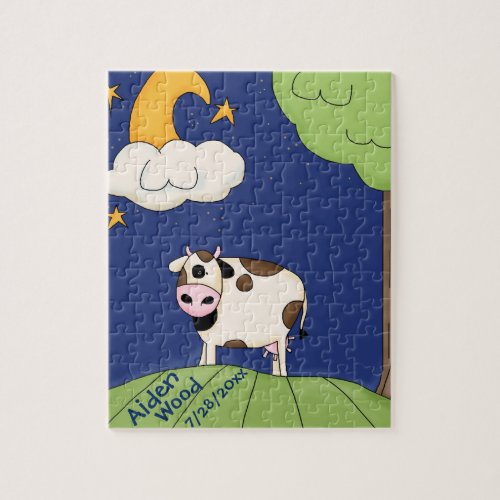 Kids Custom Cow Over The Moon Puzzle