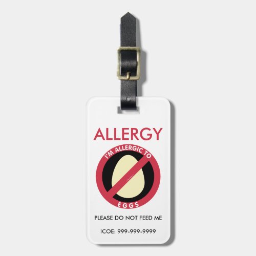 Kids Custom Egg Allergy Emergency Luggage Tag