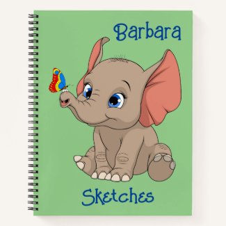 Kids Custom Elephant Sketch Notebook