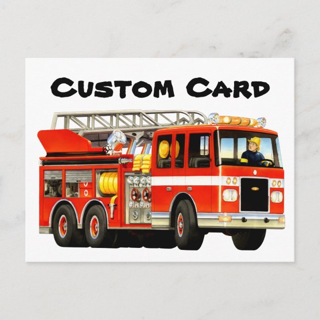 Kid's Custom Fire Truck Postcard (Front)