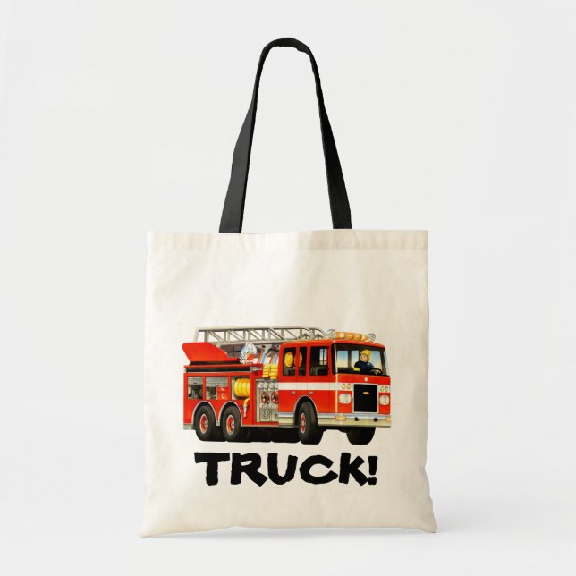 Kid's Custom Fire Truck tote bag (Front)