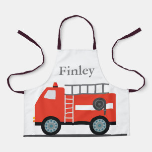 Kids Custom 'Firetruck"All-Over Print Apron, Small Apron