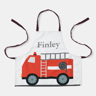 Kids Custom 'Firetruck"All-Over Print Apron, Small Apron
