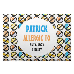 Kids Custom Food Allergy Alert Personalized Placemat
