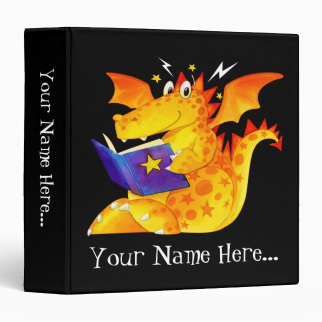 Kid's Custom Funny Magic Baby Dragon Binder (Front/Spine)