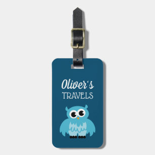Kid's custom luggage tag with cute bird cartoon