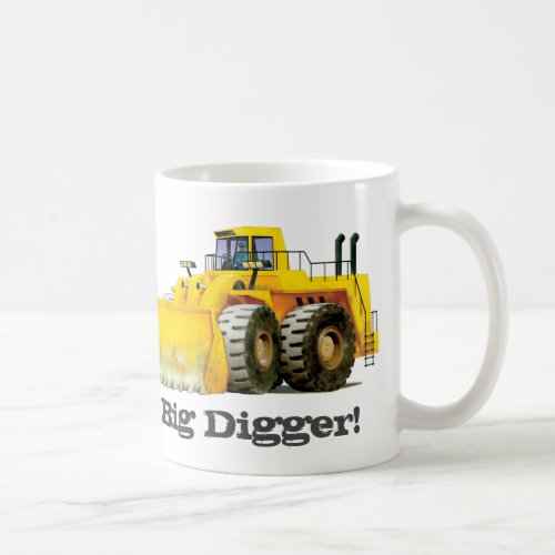 Kids Custom Name Big Digger Construction Truck Coffee Mug