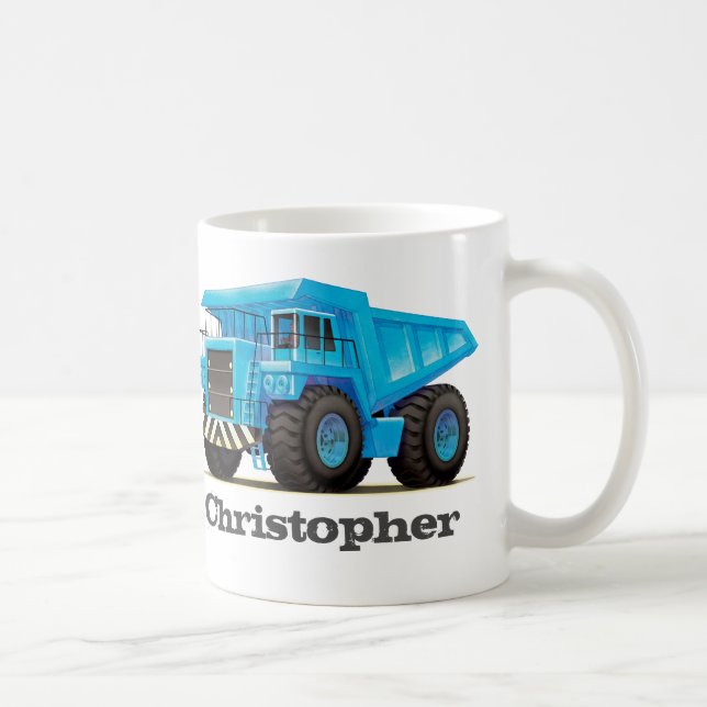 Kids Custom Name Construction Dumper Truck Coffee Mug (Right)