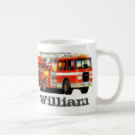 Kid's Custom Name Fire Truck Coffee Mug