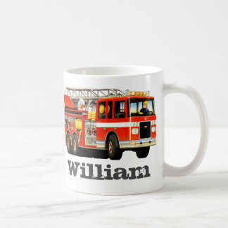 Kid's Custom Name Fire Truck Coffee Mug
