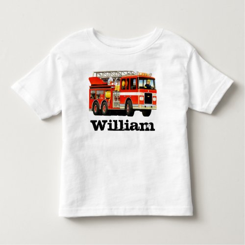 Kids Custom Name Fire Truck Toddler T_shirt