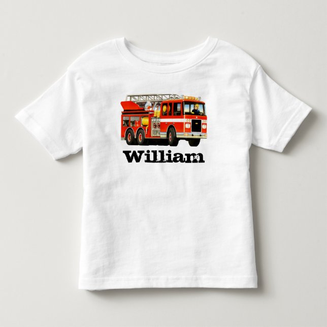 Kid's Custom Name Fire Truck Toddler T-shirt (Front)