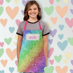 Kids Custom Name Rainbow Glitter Aprons at Zazzle
