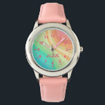 Kids Custom Name Rainbow Watch<br><div class="desc">This watch is sure to make any little girl smile! Customize with her name across the rainbow designed face. Makes a great watch for anyone that loves rainbows,  pink,  and pastel colors.</div>