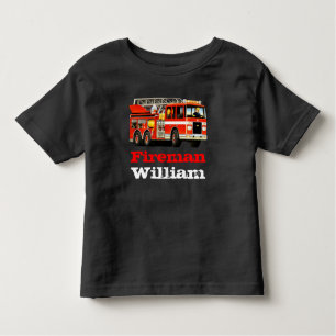 Kid's Custom Name Red Fire Truck Toddler T-shirt
