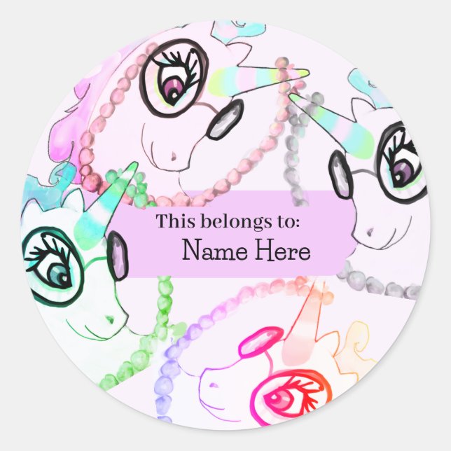 Kids Custom Name This Belongs To Classic Round Sticker (Front)