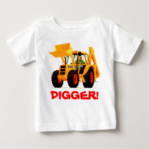 Kid's Custom Name Yellow Digger Baby T-Shirt