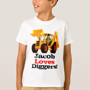 Kid's Custom Name Yellow Digger T-Shirt