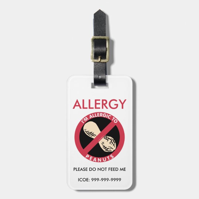 Kids Custom Peanut Allergy Allergic to Peanuts Luggage Tag (Front Vertical)