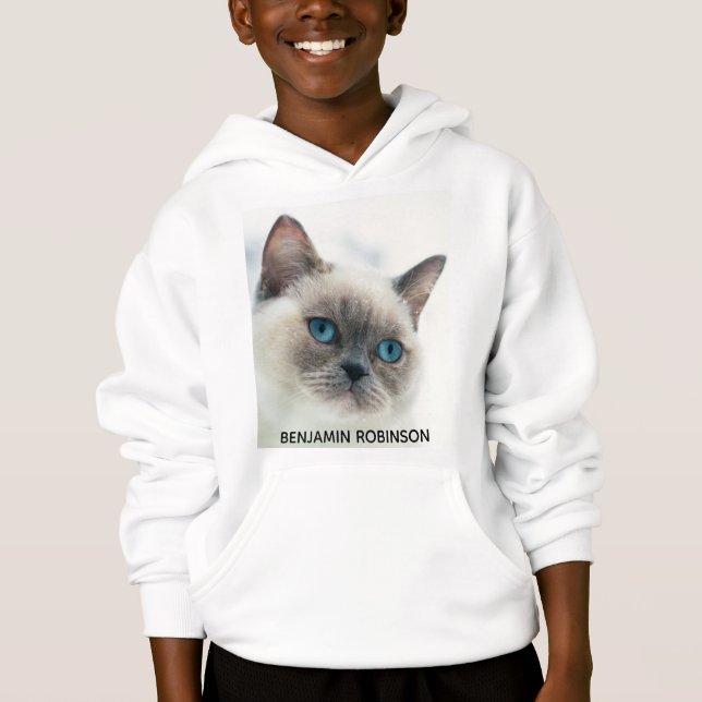 Kids Custom Photo and Name Personalized Boys Cute Hoodie (Front)