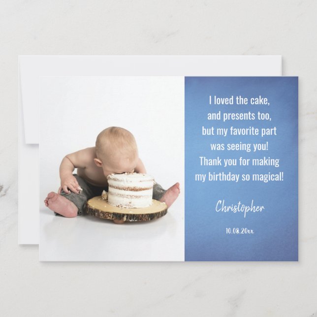 Kids Custom Photo Birthday Flat Thank You Card (Front)