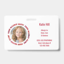 Kids Custom Photo Food Allergy Medical Alert Badge