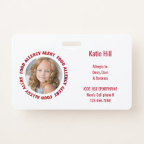 Kids Custom Photo Food Allergy Medical Alert Badge