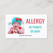 Kids Custom Photo Food Allergy Medical Alert Card