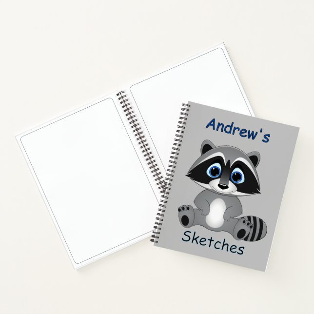Kids Custom Raccoon Sketch Notebook (Inside)
