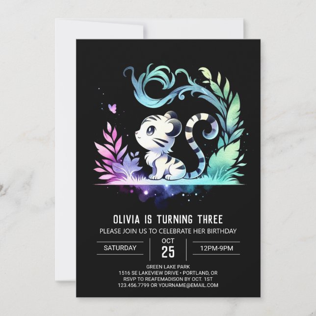 Kids Custom Tiger Birthday Invitation (Front)
