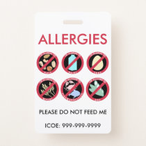 Kids Custom Top 8 Allergen Allergy Symbol Alert Badge
