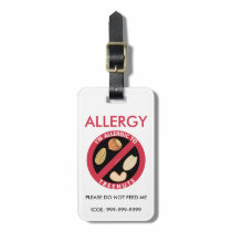 Kids Custom Tree Nut Allergy Emergency Bag Tag