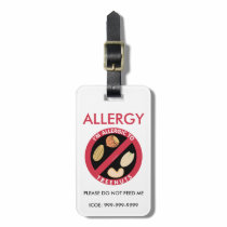 Kids Custom Tree Nut Allergy Emergency Luggage Tag
