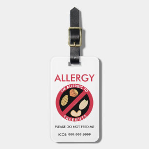Kids Custom Tree Nut Allergy Emergency Luggage Tag