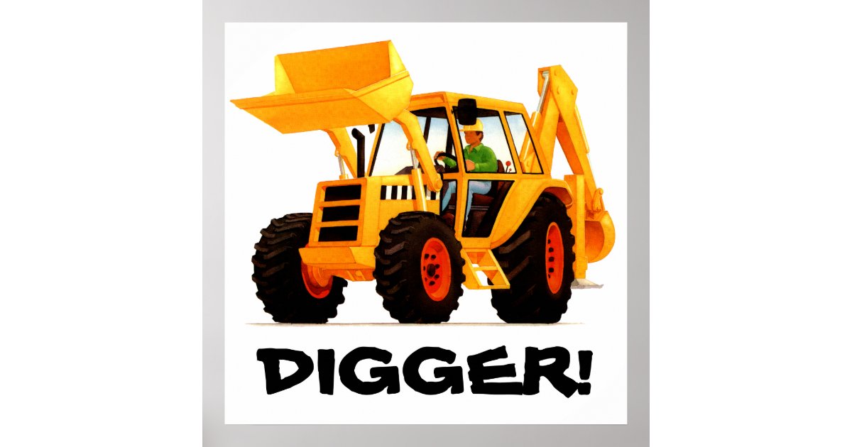 Kid's Custom Yellow Digger Poster | Zazzle