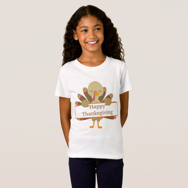 Kids Customizable Thanksgiving turkey t-shirt (Front Full)
